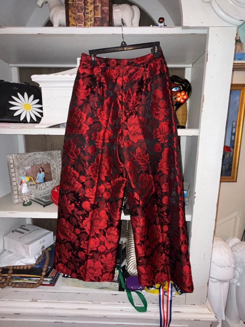 Preston & York sz 6 brooks pants brocade red black wide leg nwt - Picture 4 of 4